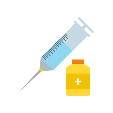 Web ve mobil uygulaması tasarımı, aşı logo kavramı için beyaz arka plan üzerinde izole aşı simge vektör