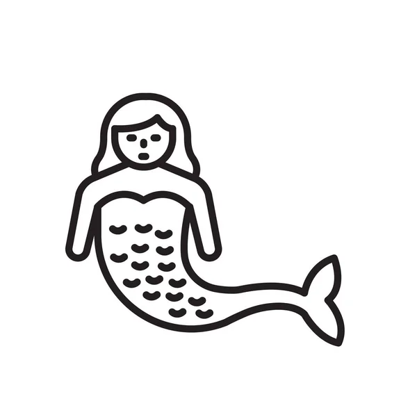 人魚のアイコン ベクトル記号、白い背景で隔離のシンボル — ストックベクタ