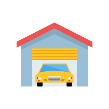 Garaj simge vektör işareti ve beyaz arka plan üzerinde izole sembolü,