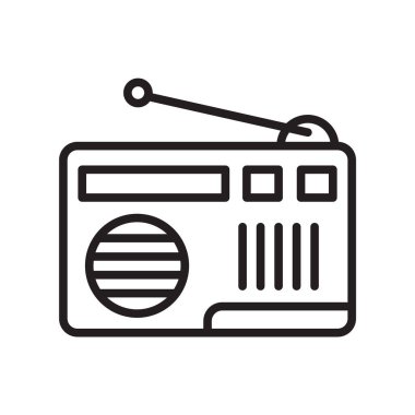 Web ve mobil uygulaması tasarımı, radyo logo kavramı için beyaz arka plan üzerinde izole radyo simge vektör