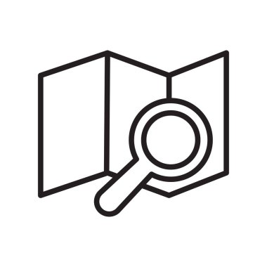 Harita simgesi üzerinde izole beyaz arka plan web ve mobil uygulaması tasarımı, harita logo kavramı için vektör