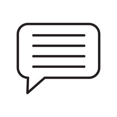 Konuşma balonu simgesinin üzerinde izole beyaz arka plan web ve mobil uygulaması tasarım, konuşma balonu logosu kavramı, anahat simgesini, doğrusal işareti için vektör