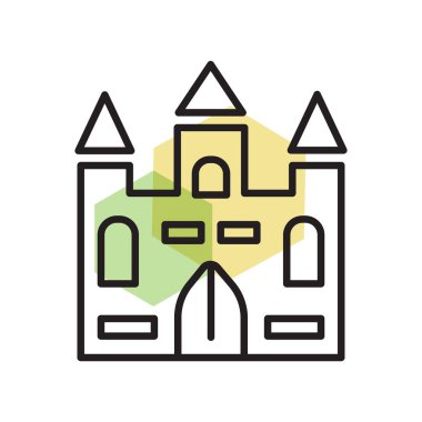 Sarayı simge vektör işareti ve beyaz arka plan üzerinde izole sembolü,