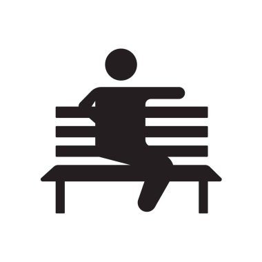 Oturma simge vektör işareti ve beyaz arka plan üzerinde oturma logo kavramı izole sembolü