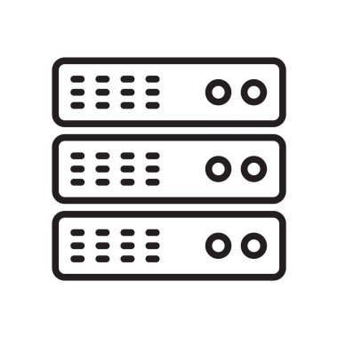 Web ve mobil uygulaması tasarımı, sunucu logo kavramı için beyaz arka plan üzerinde izole server simge vektör