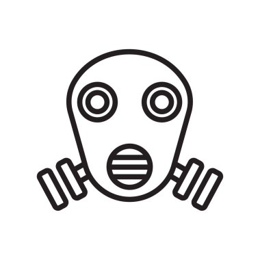 Gaz maskesi simge vektör web ve mobil uygulaması tasarım, gaz maskesi logo kavramı, anahat simgesini, doğrusal işareti için izole üzerinde beyaz arka plan