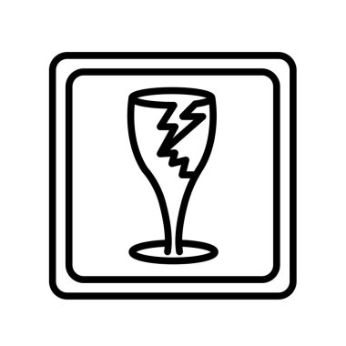 Web ve mobil uygulaması tasarımı, kırılgan logo kavramı için beyaz arka plan üzerinde izole kırılgan simge vektör