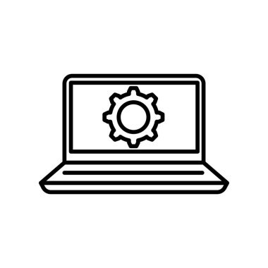 Dizüstü simge vektör işareti ve beyaz arka plan üzerinde Laptop logo kavramı izole sembolü