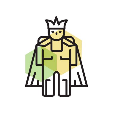 Prens simge vektör web ve mobil uygulaması tasarımı, Prens logo kavramı için izole üzerinde beyaz arka plan