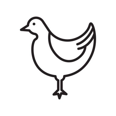 Tavuk simge vektör işareti ve izole beyaz arka plan, tavuk logo kavramı, anahat simgesini, doğrusal işareti, anahat simgesini, doğrusal işareti sembolü