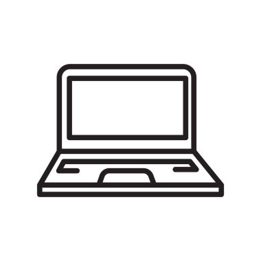 Web ve mobil uygulaması tasarımı, Laptop logo kavramı için beyaz arka plan üzerinde izole dizüstü simge vektör