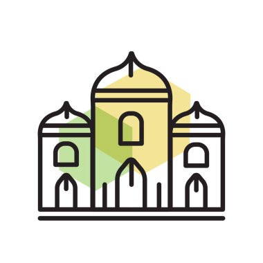 Sarayı simge vektör işareti ve beyaz arka plan üzerinde izole sembolü,