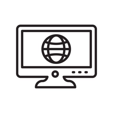 Web ve mobil uygulaması tasarım, monitör logo kavramı için beyaz arka plan üzerinde izole monitör simge vektör