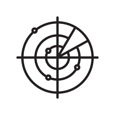 Radar simge vektör web ve mobil uygulaması tasarım, Radar logo kavramı, anahat simgesini, doğrusal işareti için izole üzerinde beyaz arka plan