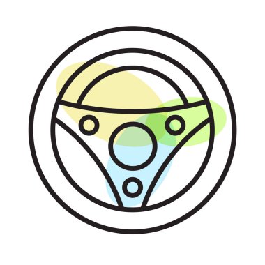 Direksiyon simidi simge vektör işareti ve üzerinde beyaz bac izole sembolü