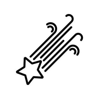 Kayan yıldız simge vektör işareti ve beyaz arka plan üzerinde kayan yıldız logo kavramı izole sembolü