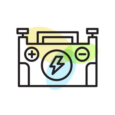 Web ve mobil uygulaması tasarımı, pil logo kavramı için beyaz arka plan üzerinde izole pil simgesi vektör