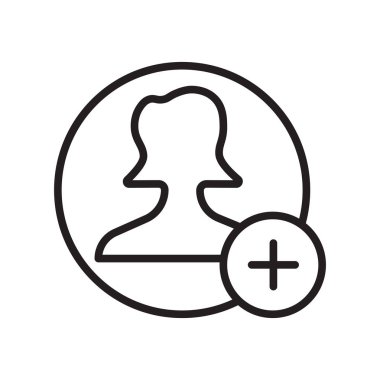 Kullanıcı simge vektör işareti ve izole beyaz arka plan, Ekle Kullanıcı logo kavramı, anahat simgesini, doğrusal işareti sembol Ekle