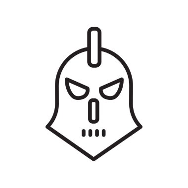 Kask simge vektör web ve mobil uygulaması tasarım, kask logo kavramı, anahat simgesini, doğrusal işareti için izole üzerinde beyaz arka plan