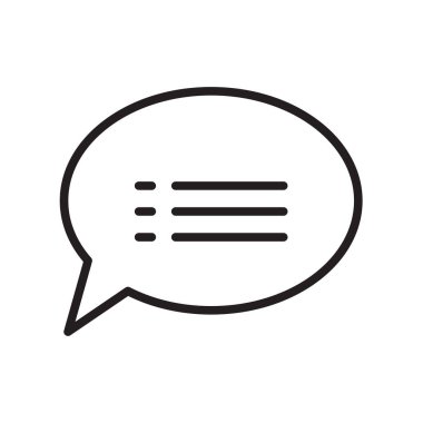 Konuşma balonu simgesinin üzerinde izole beyaz arka plan web ve mobil uygulaması tasarım, konuşma balonu logosu kavramı, anahat simgesini, doğrusal işareti için vektör