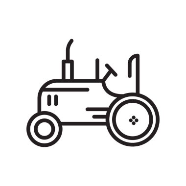 Web ve mobil uygulaması tasarım, traktör logo kavramı, anahat simgesini, doğrusal işareti, anahat simgesini, doğrusal işareti için beyaz arka plan üzerinde izole traktör simge vektör
