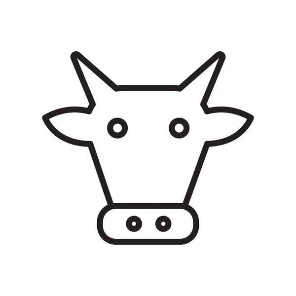 Icône de vache signe vectoriel et symbole isolé sur fond blanc, concept de logo de vache, symbole de contour, signe linéaire, symbole de contour, signe linéaire — Image vectorielle
