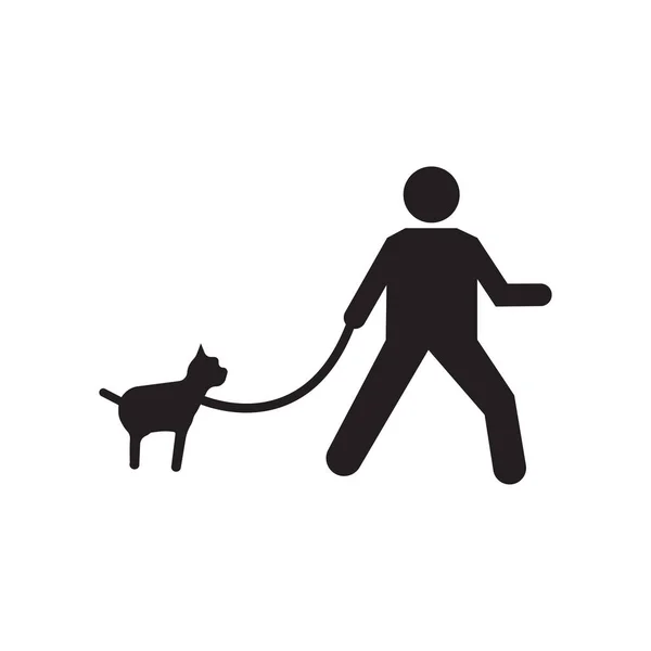 Paseando el icono del perro signo vectorial y símbolo aislado sobre fondo blanco, Paseando el concepto del logotipo del perro — Vector de stock