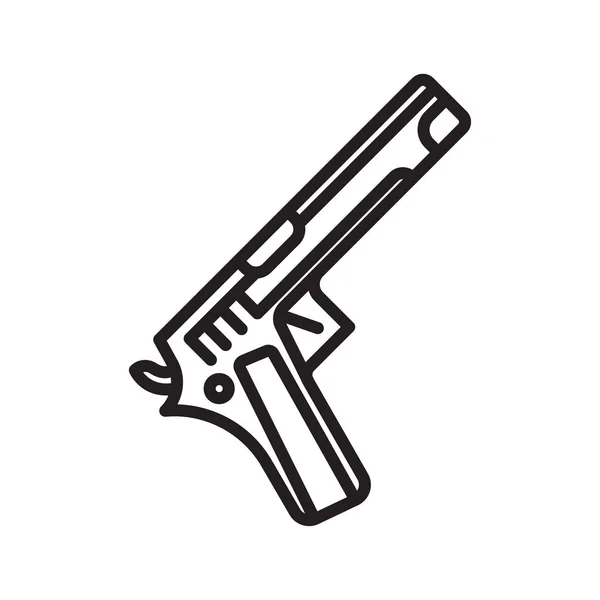 Ícone de pistola vetor sinal e símbolo isolado no fundo branco, conceito de logotipo da pistola, símbolo de contorno, sinal linear —  Vetores de Stock