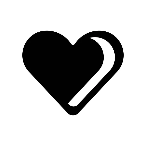 Sinal vetor ícone em forma de coração preto e símbolo isolado no branco — Vetor de Stock