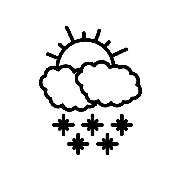 Snowing ícone vetor sinal e símbolo isolado no fundo branco, conceito de logotipo nevar —  Vetores de Stock