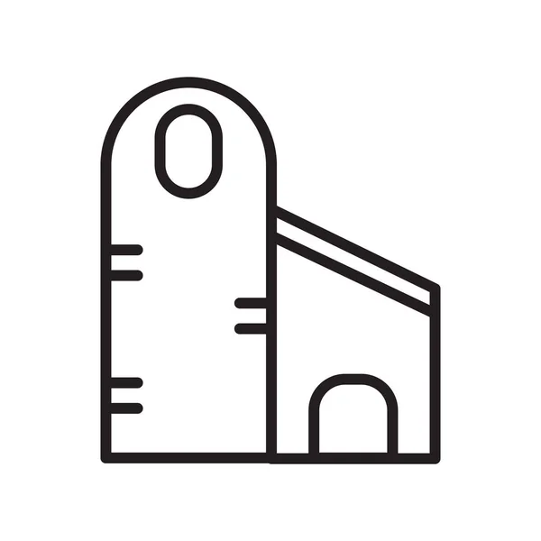 Signo de vector de icono de silo y símbolo aislado sobre fondo blanco, concepto de logotipo de silo, símbolo de contorno, signo lineal, símbolo de contorno, signo lineal — Archivo Imágenes Vectoriales