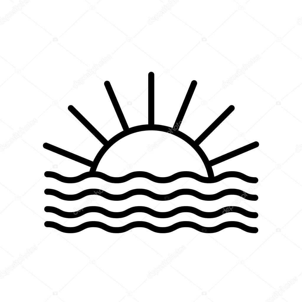 Sunrise icon vector sign and symbol isolated on white background, Sunrise logo concept