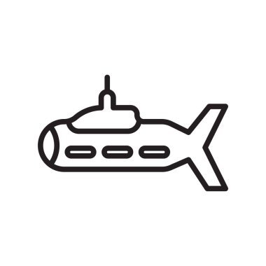 Denizaltı simge vektör web ve mobil uygulaması tasarım, denizaltı logo kavramı, anahat simgesini, doğrusal işareti için izole üzerinde beyaz arka plan