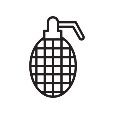 El bombası simge vektör web ve mobil uygulaması tasarımı, el bombası logo kavramı, anahat simgesini, doğrusal işareti için izole üzerinde beyaz arka plan