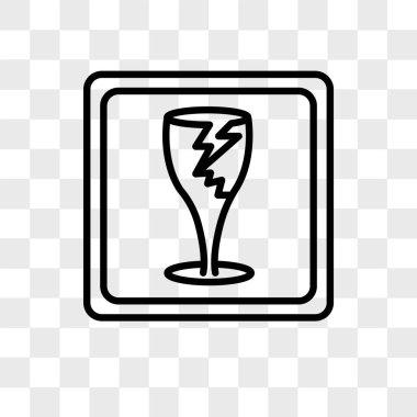 Saydam arka plan üzerinde Fragile izole kırılgan vektör simgesi 