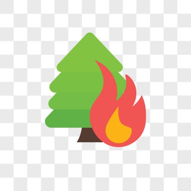 Orman Yangın vektör simgesi üzerinde şeffaf arka plan, ön izole
