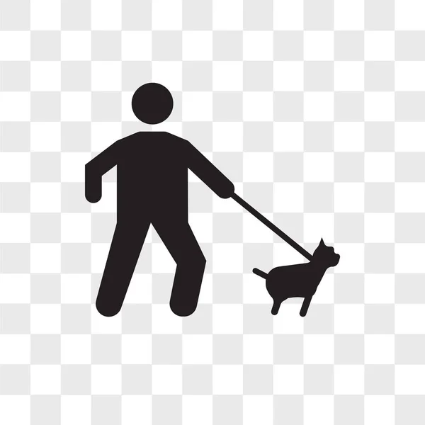 Walking the dog vector icon isolated on transparent background, — Stock Vector