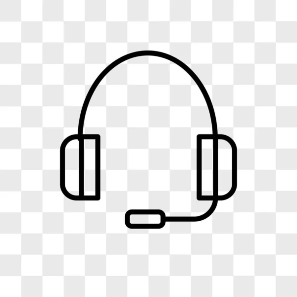 Headset vector icon isolated on transparent background, Headset — Stock Vector