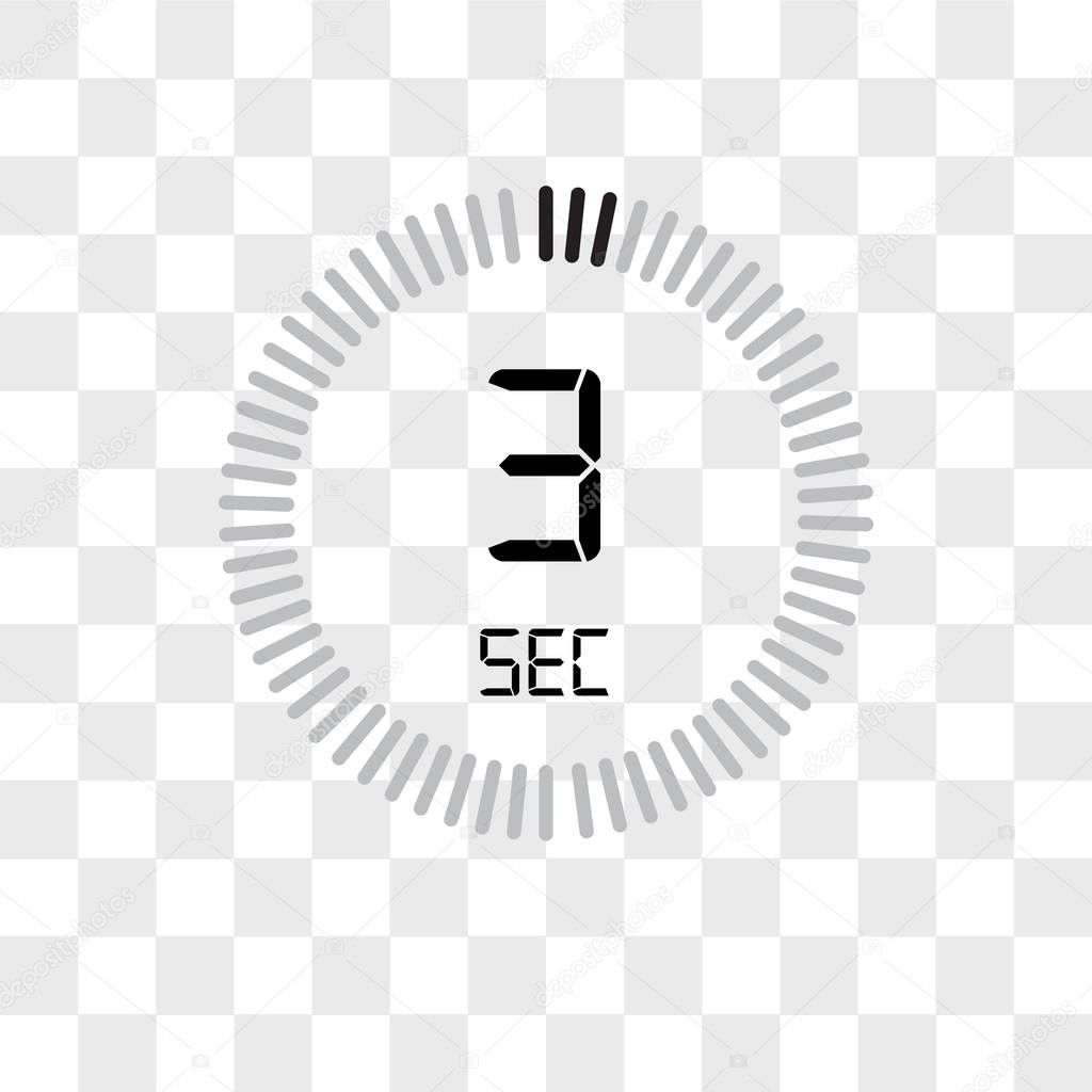 The 3 seconds vector icon isolated on transparent background, Th