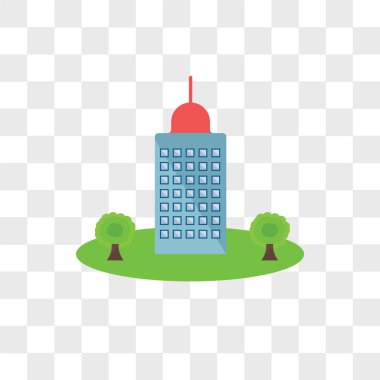 Saydam arka plan üzerinde izole vektör simgesi bina, Buildin