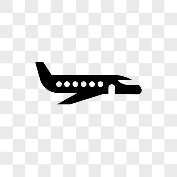 Flying aeroplane top view vector icon isolated on transparent ba — Stock Vector
