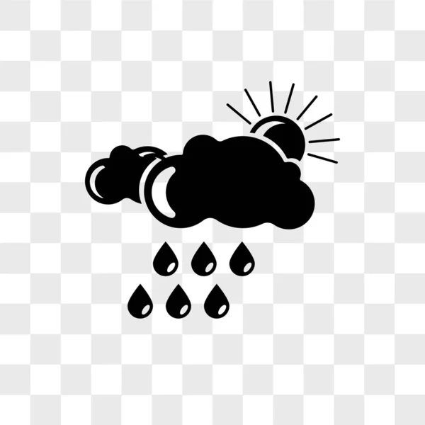 Sun cloud and rain vector icon isolated on transparent backgroun