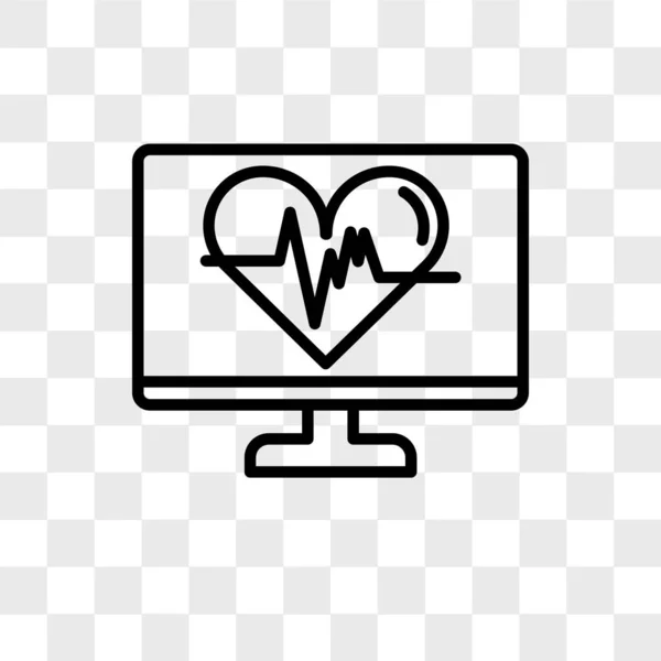 Значок вектора сердечного ритма изолирован на прозрачном фоне, сердце — стоковый вектор