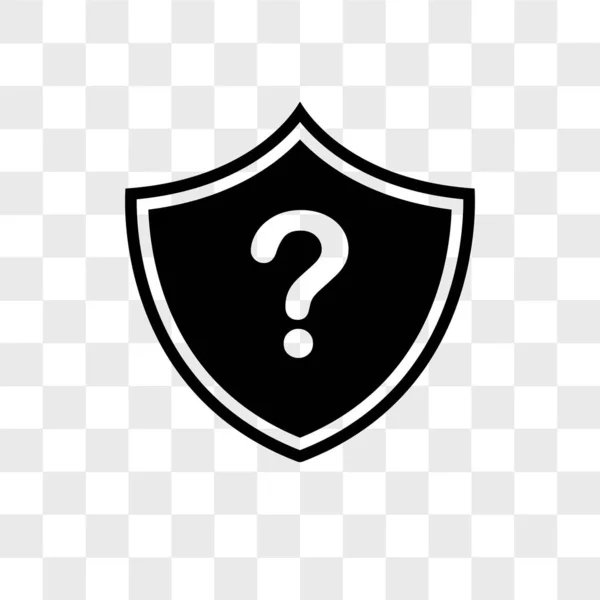 Question mark in a shield vector icon isolated on transparent ba — Stock Vector