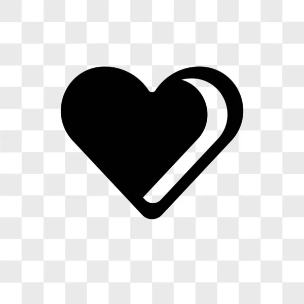 Черное сердце в форме вектора значок изолирован на прозрачной backgroun — стоковый вектор