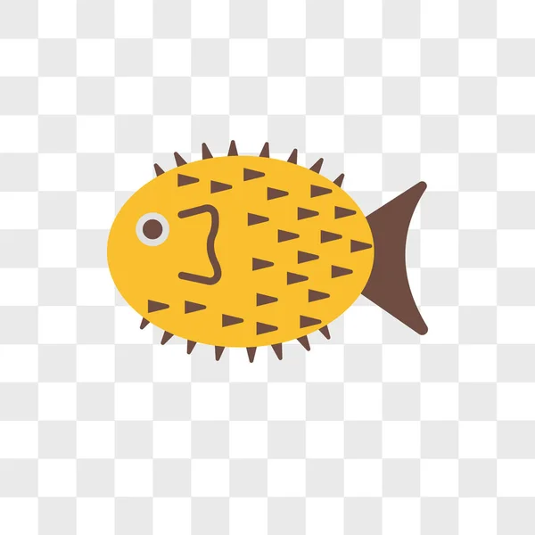 Puffer fish vector icon isolated on transparent background, Puff — Stock Vector