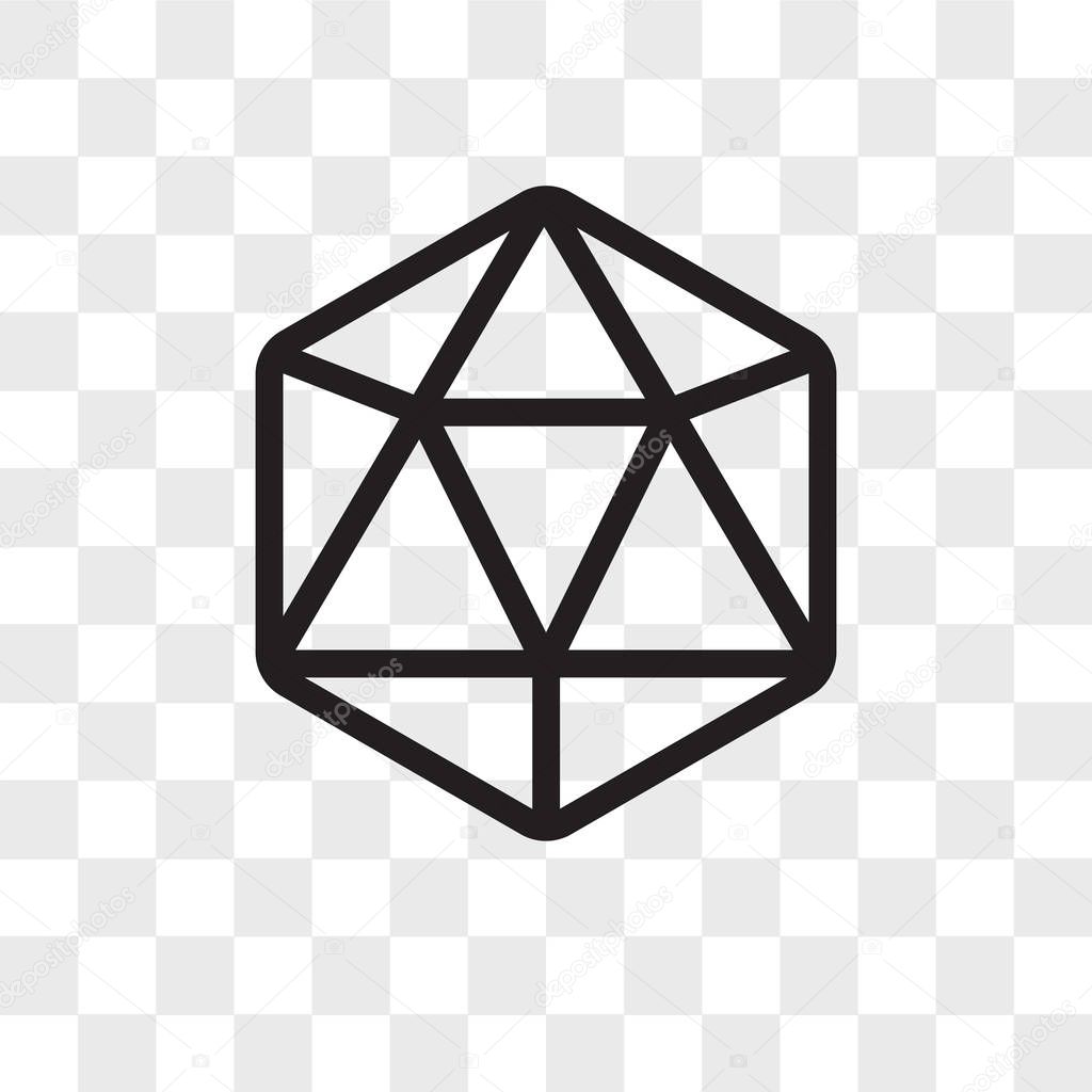 Icosahedron vector icon isolated on transparent background, Icos