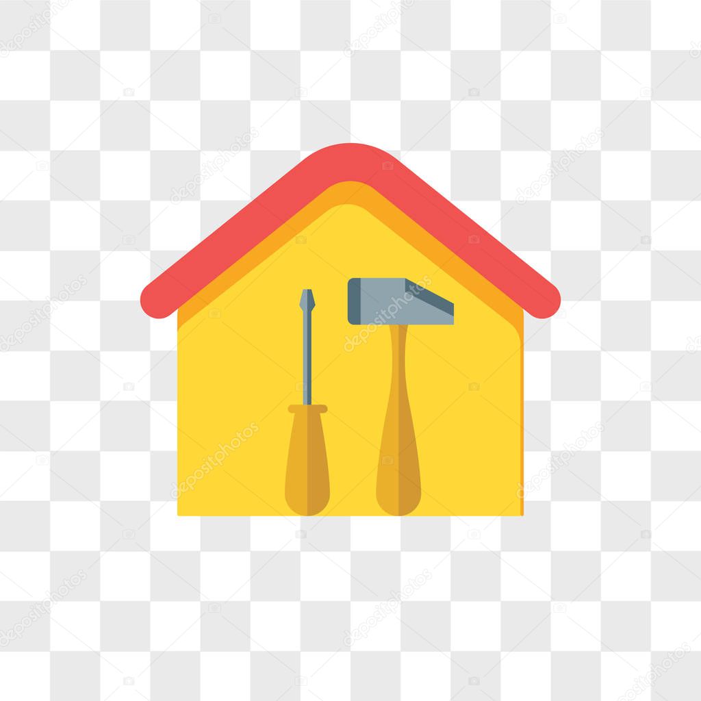 House repair vector icon isolated on transparent background, House repair logo concept