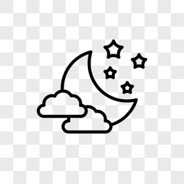 Saydam arka plan üzerinde gece logo tasarımı izole gece vektör simgesi