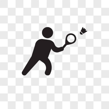 Saydam arka plan üzerinde izole badminton oyuncu vektör simgesi,